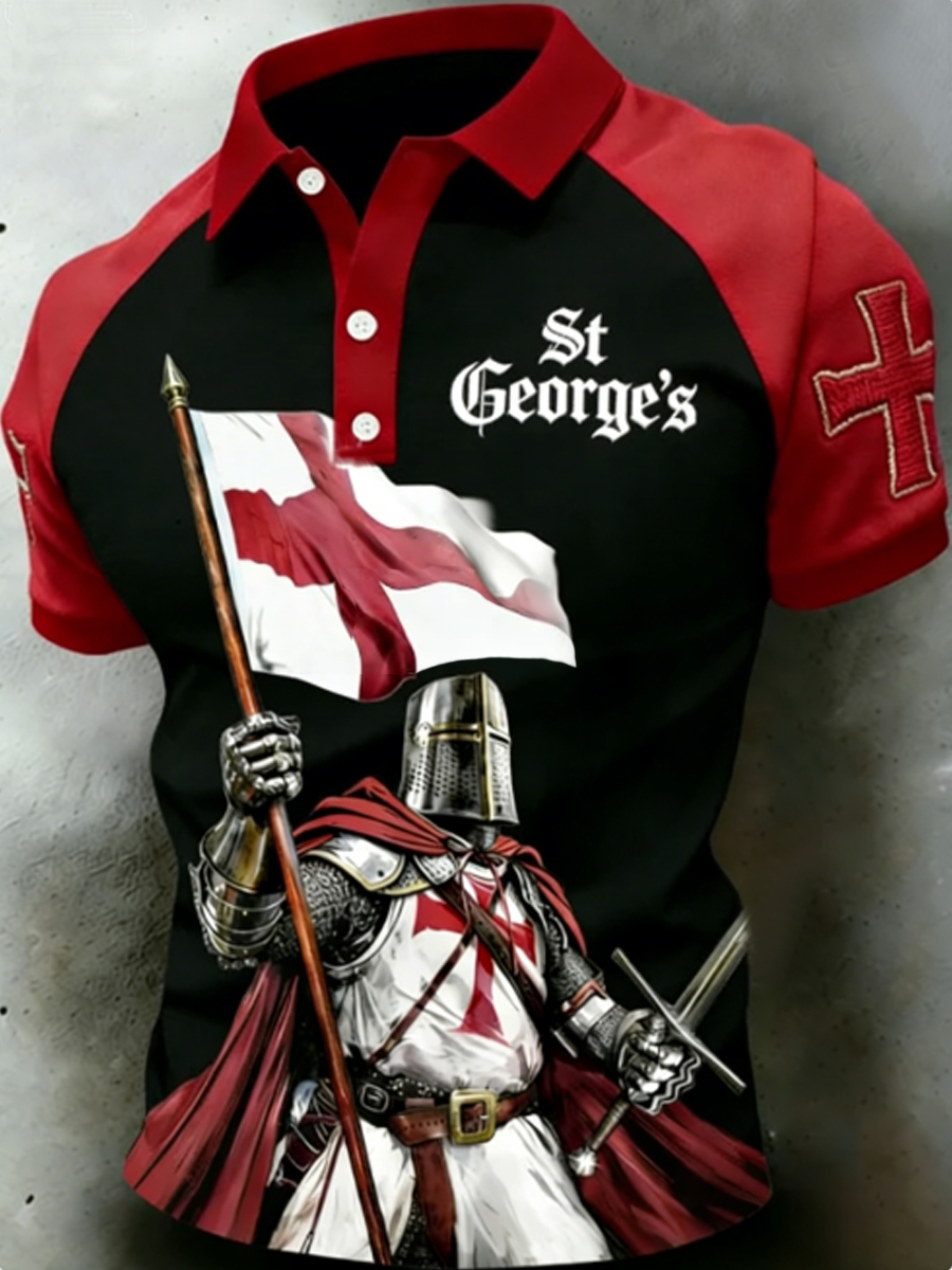 Men's St George's Day Casual Short-Sleeve Polo Shirt