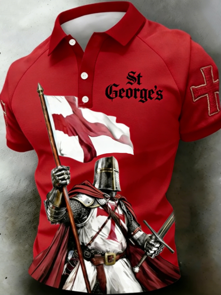 Men's St George's Day Casual Short-Sleeve Polo Shirt
