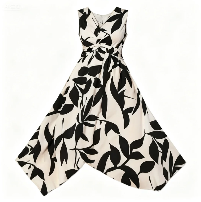 Robe longue imprimée sans manches, style élégant, printemps et été pour femme