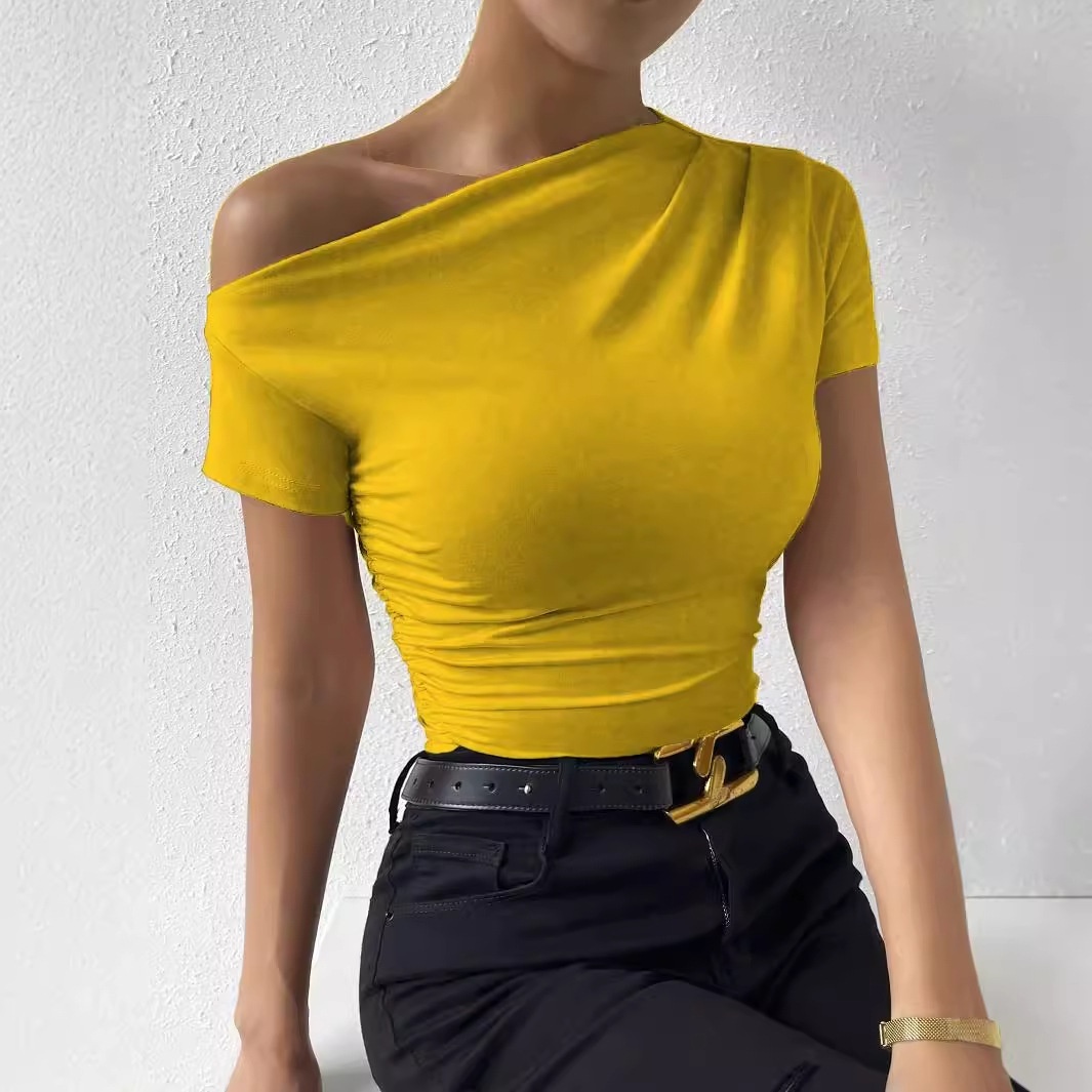T-shirt slim à manches courtes irrégulières
