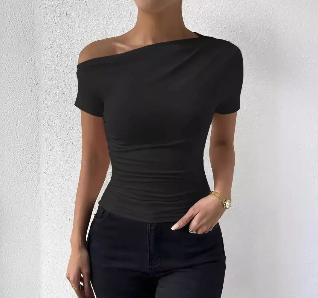 T-shirt slim à manches courtes irrégulières