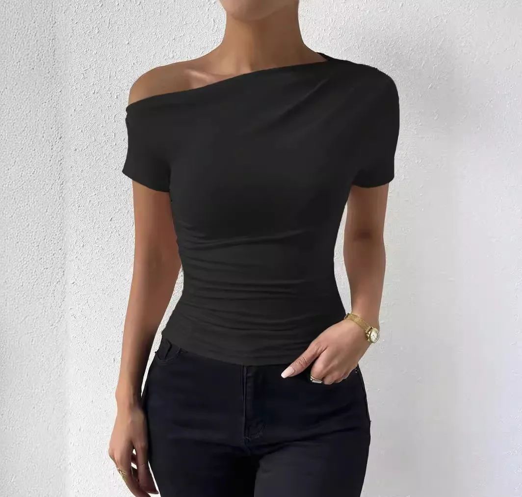 T-shirt slim à manches courtes irrégulières