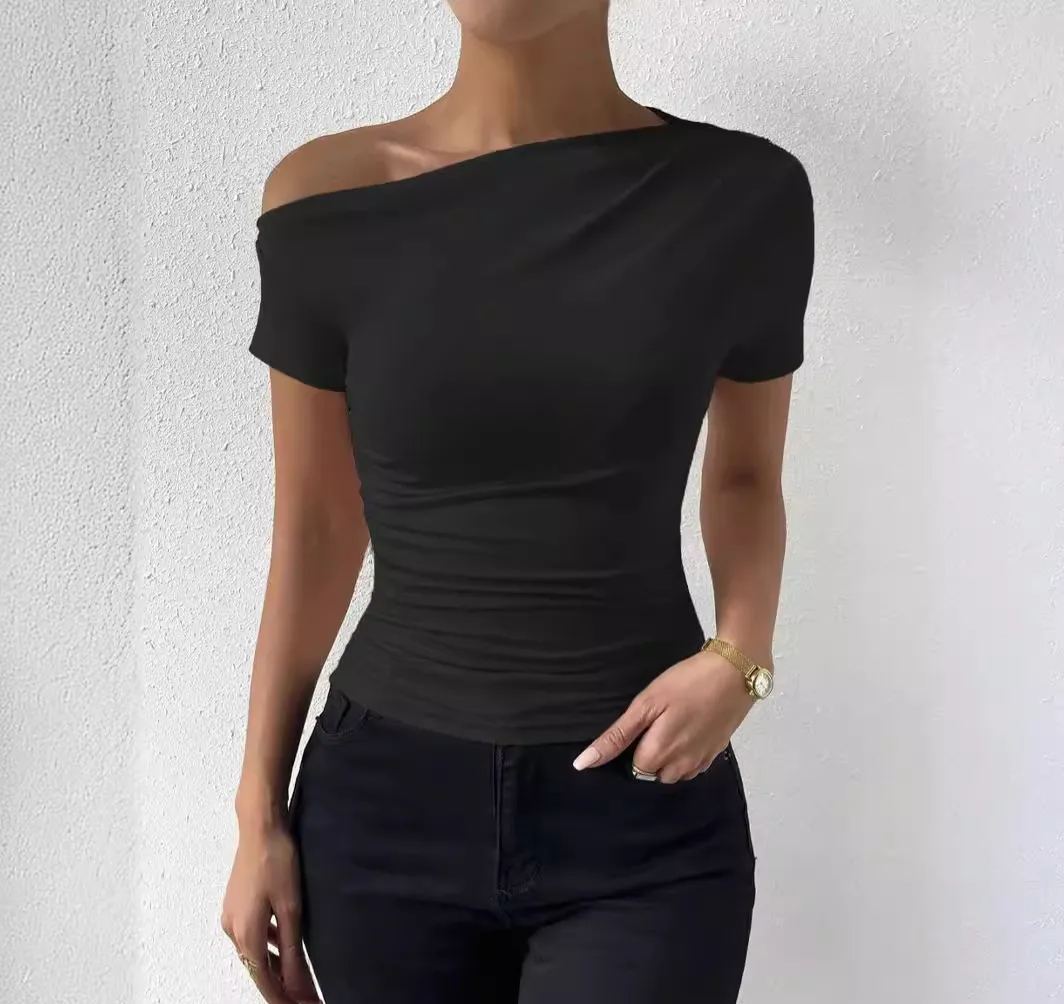 T-shirt slim à manches courtes irrégulières