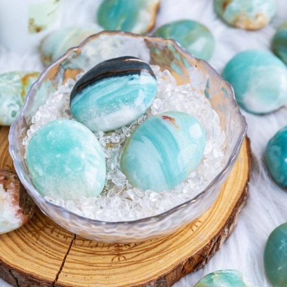 Caribbean calcite palm stone - Reikilovecrystal