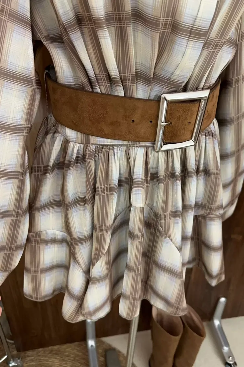 Vintage Plaid Ruffle Dress