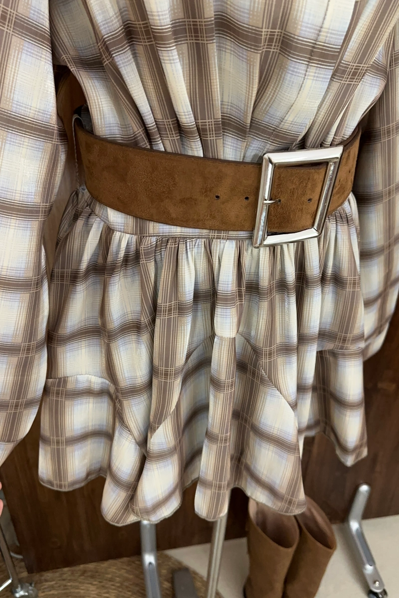 Vintage Plaid Ruffle Dress