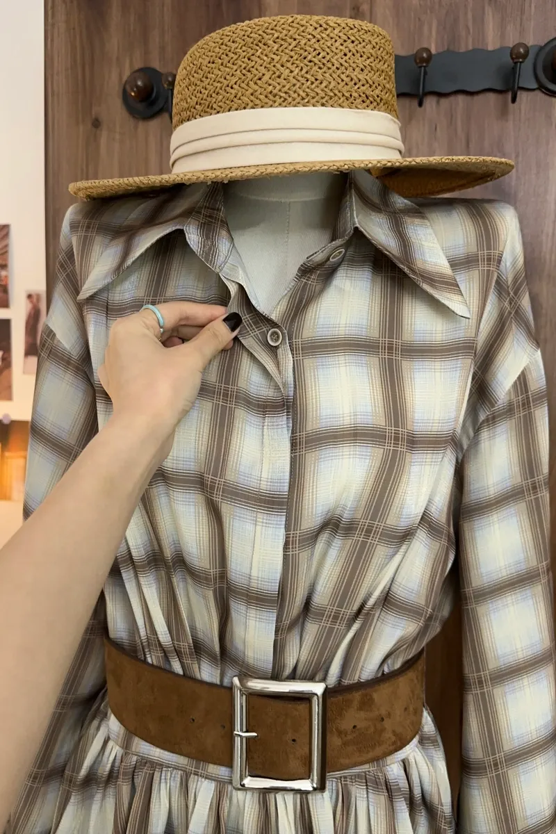 Vintage Plaid Ruffle Dress