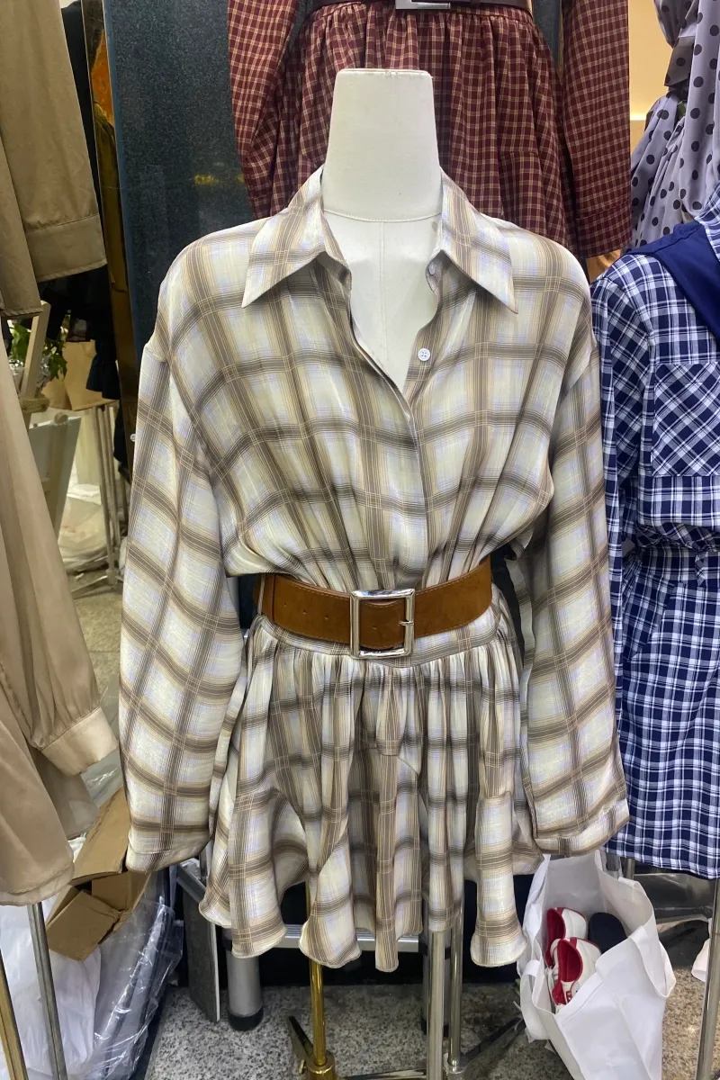 Vintage Plaid Ruffle Dress