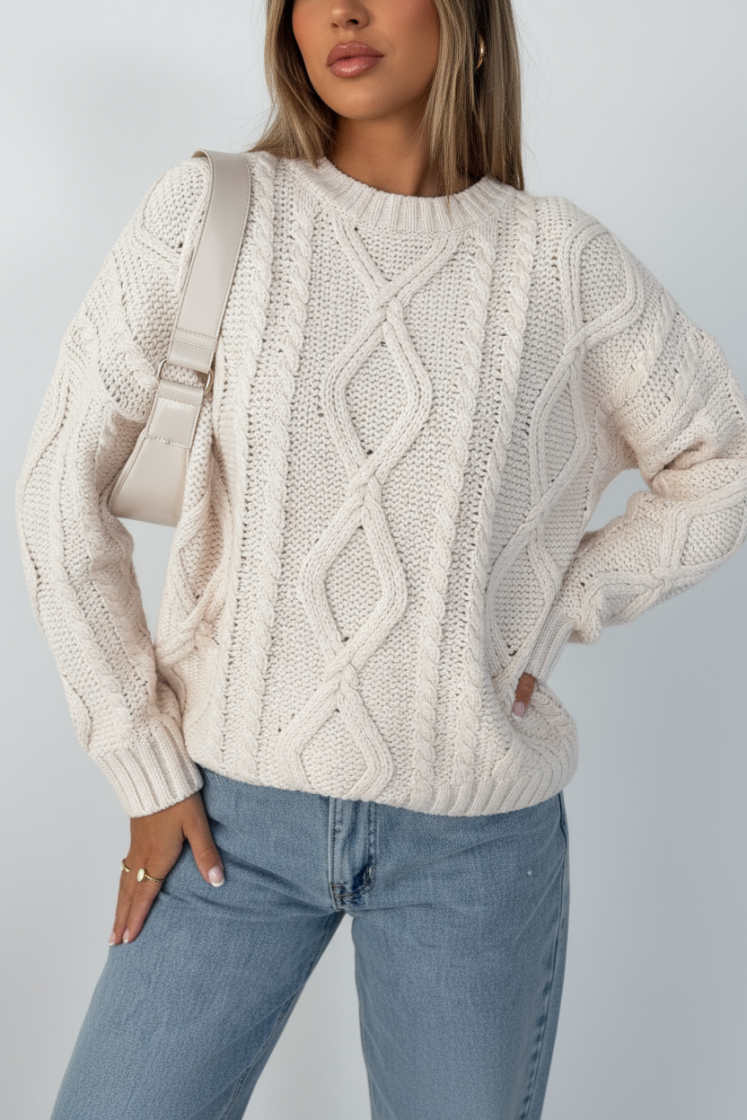 Long-Sleeve Cable-Knit Sweater