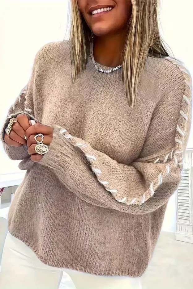 Soft Knit Contrast Stitch Sweater
