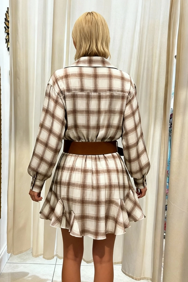 Vintage Plaid Ruffle Dress