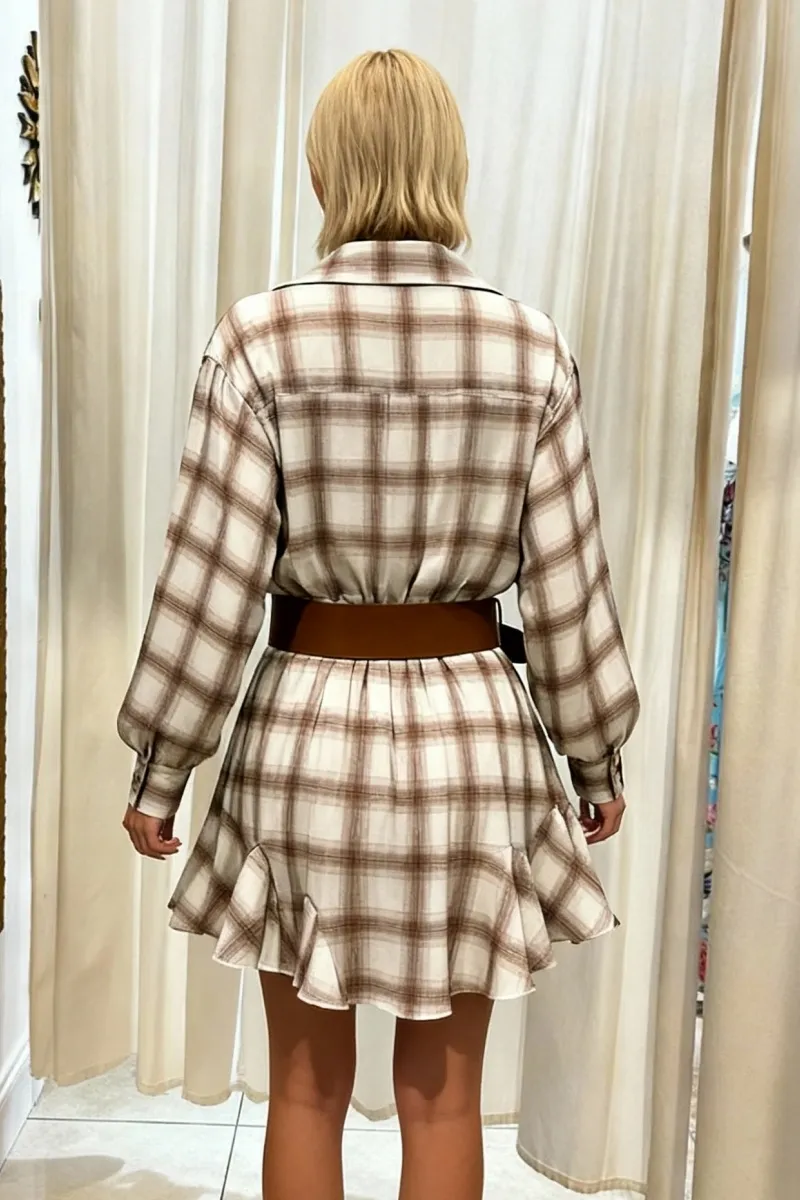 Vintage Plaid Ruffle Dress