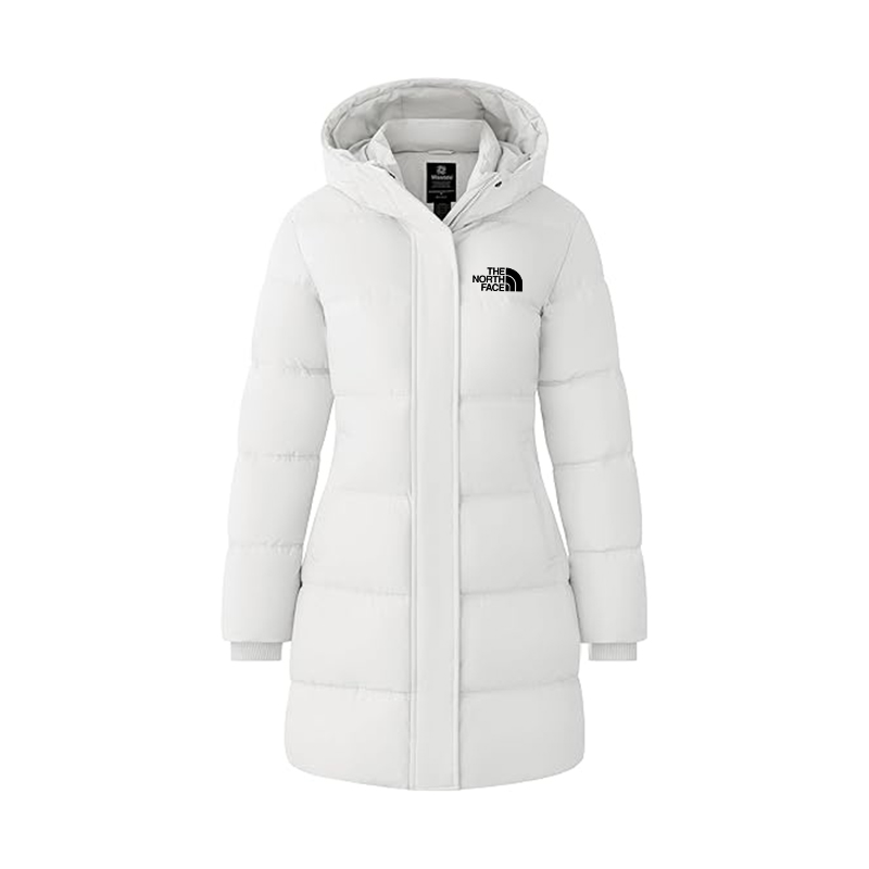 The Nokhjgrth Face 2025-Women's Recycled Winter Coat Long Puffer Jacket With Hood