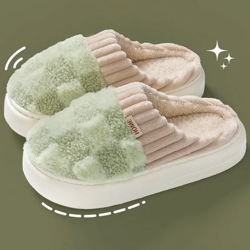 2024 Autumn And Winter Thick Sole Plush Slippers Women Home Warmth Anti-Slip Cotton Slippers Shoes For Women Zapatos