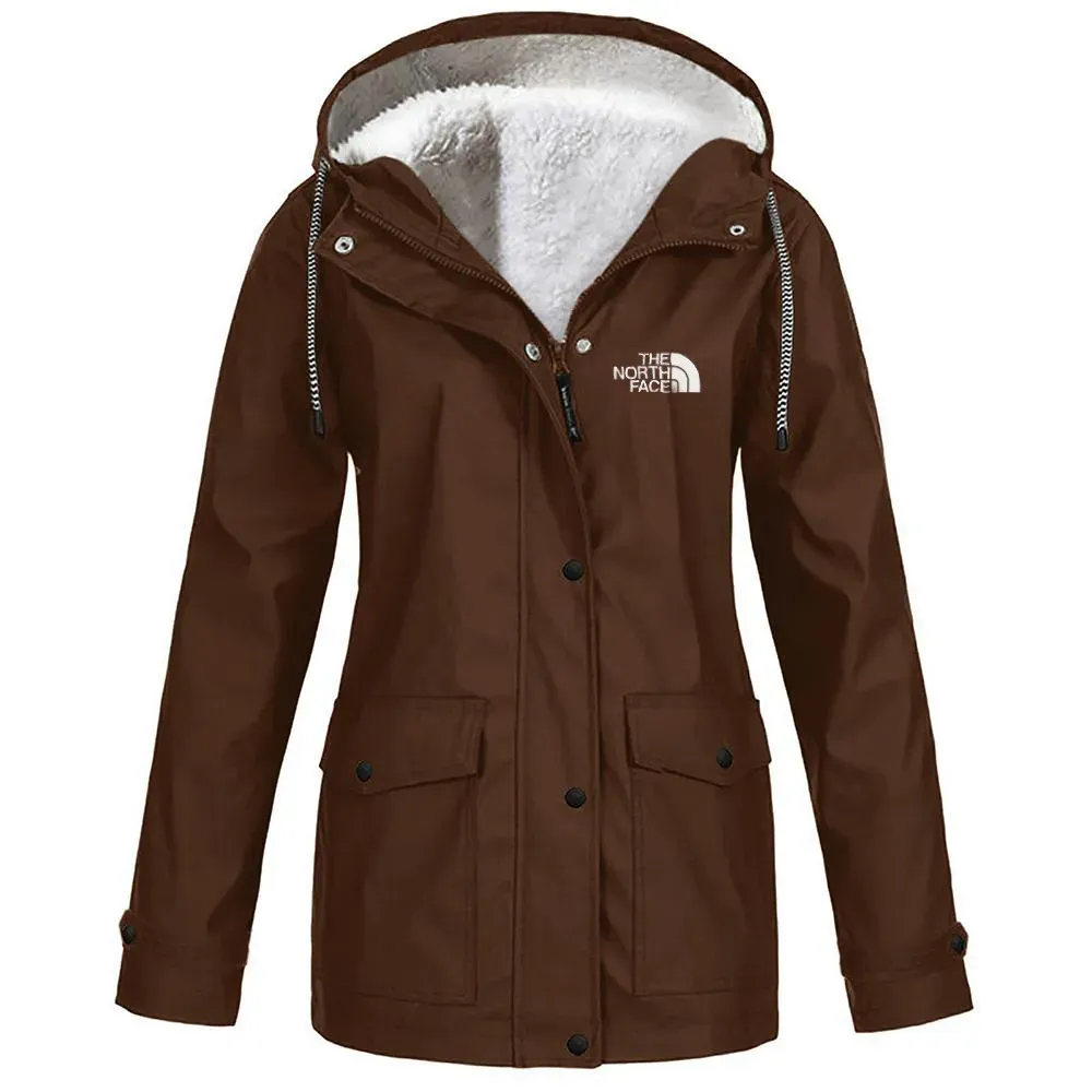 Women's fleece windproof hooded jacket