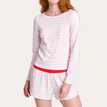 Pink Striped Pajama Shorts Set