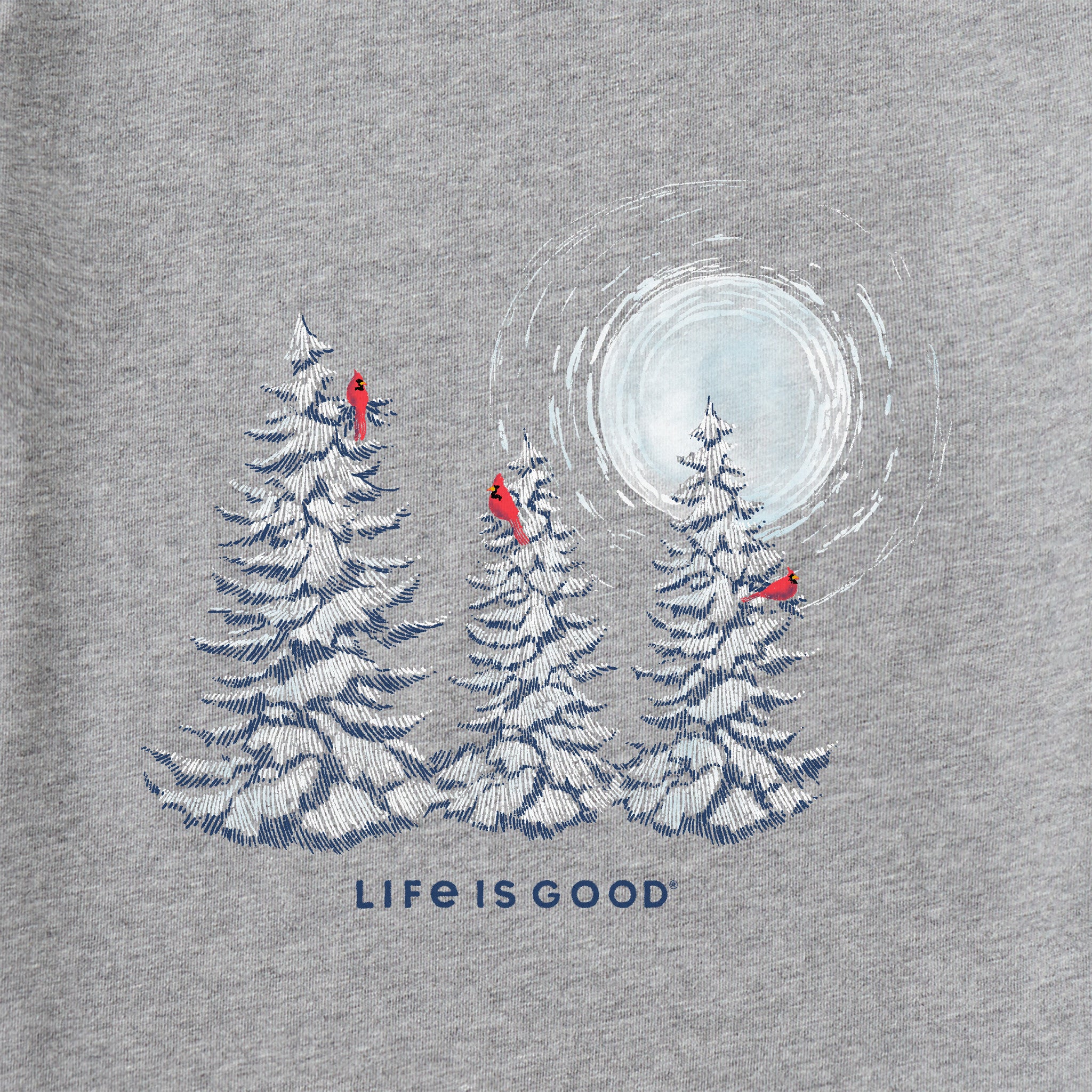 Women's Snowy Pines with Cardinals Long Sleeve Crusher Vee