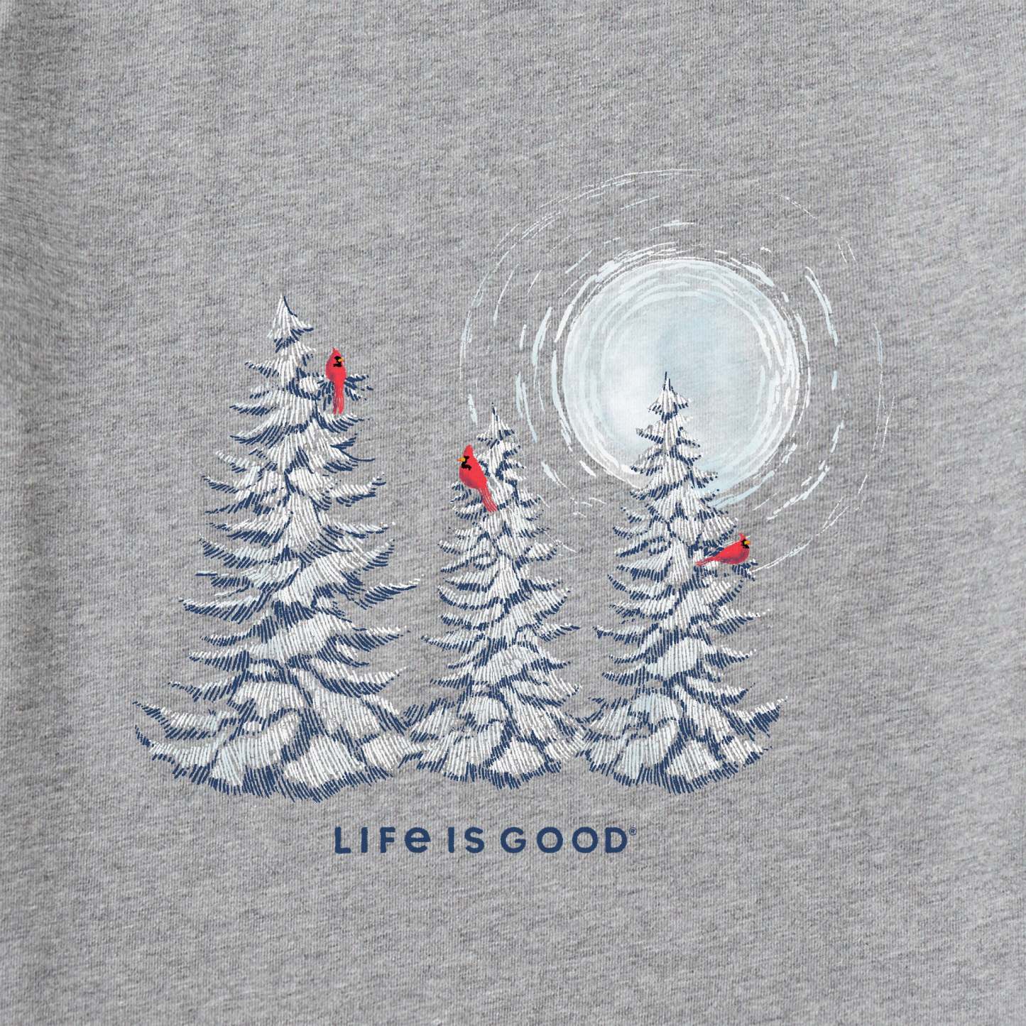 Women's Snowy Pines with Cardinals Long Sleeve Crusher Vee