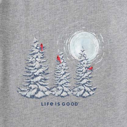 Women's Snowy Pines with Cardinals Long Sleeve Crusher Vee