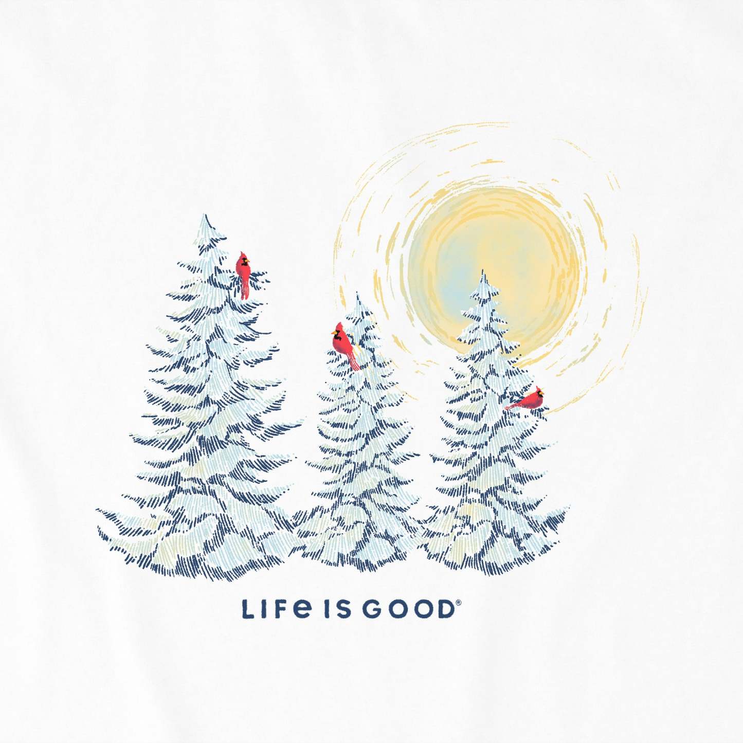 Women's Snowy Pines with Cardinals Long Sleeve Crusher Vee