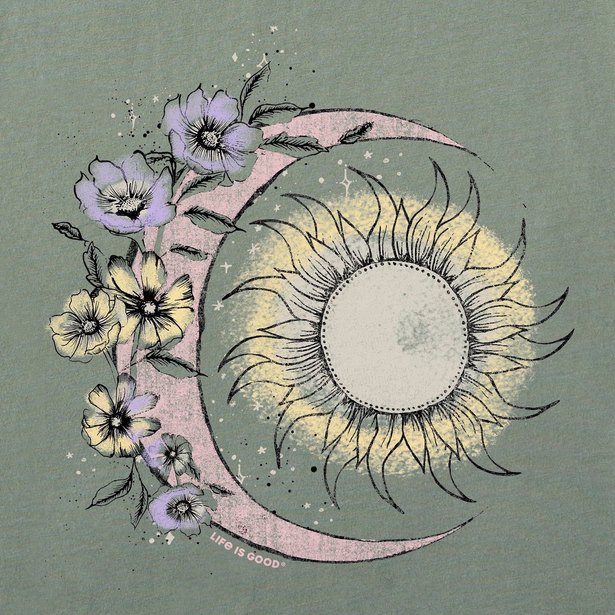 Women's Moon Flower Long Sleeve Crusher Tee