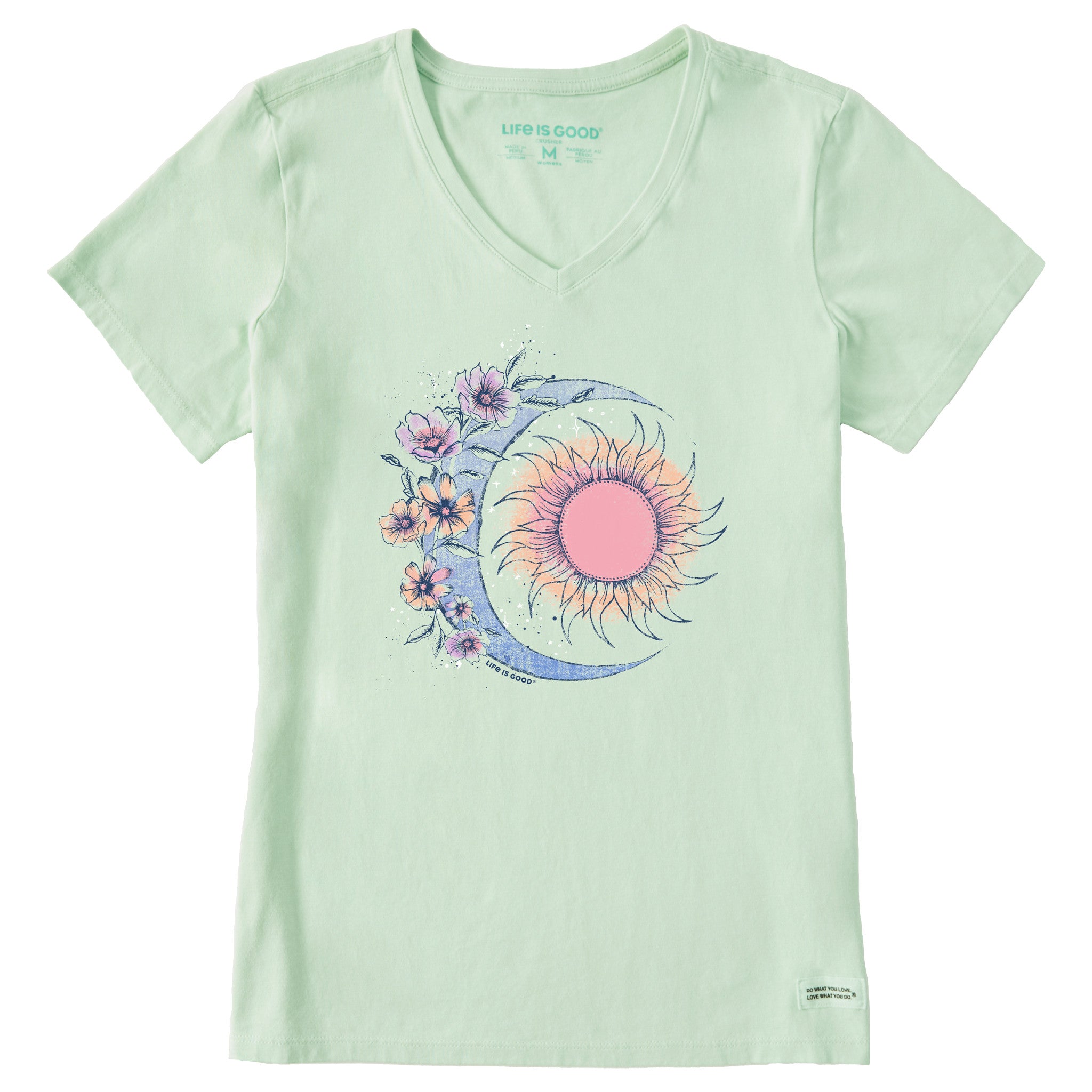 Women's Moon Flower Short Sleeve Vee