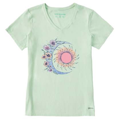 Women's Moon Flower Short Sleeve Vee