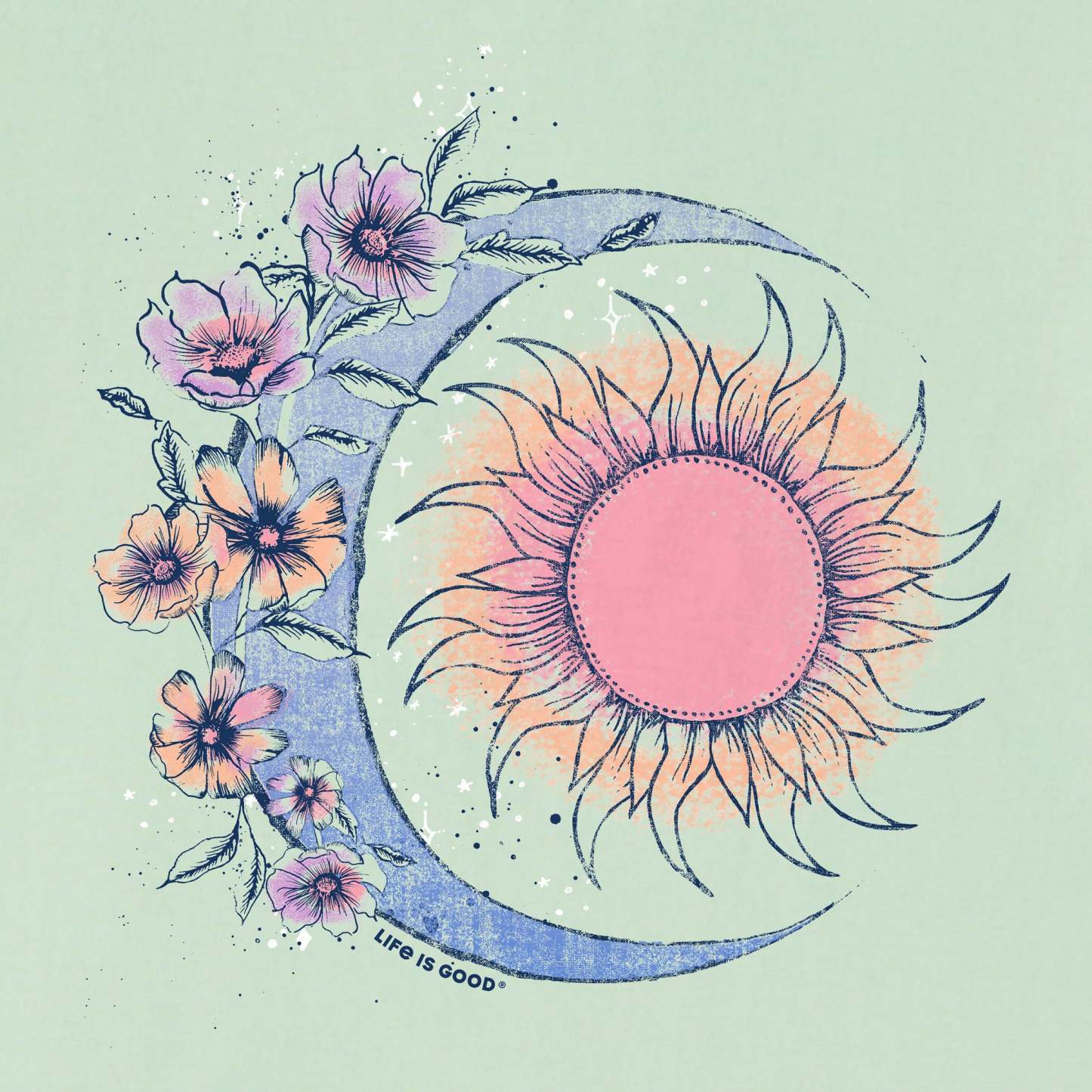 Women's Moon Flower Short Sleeve Vee