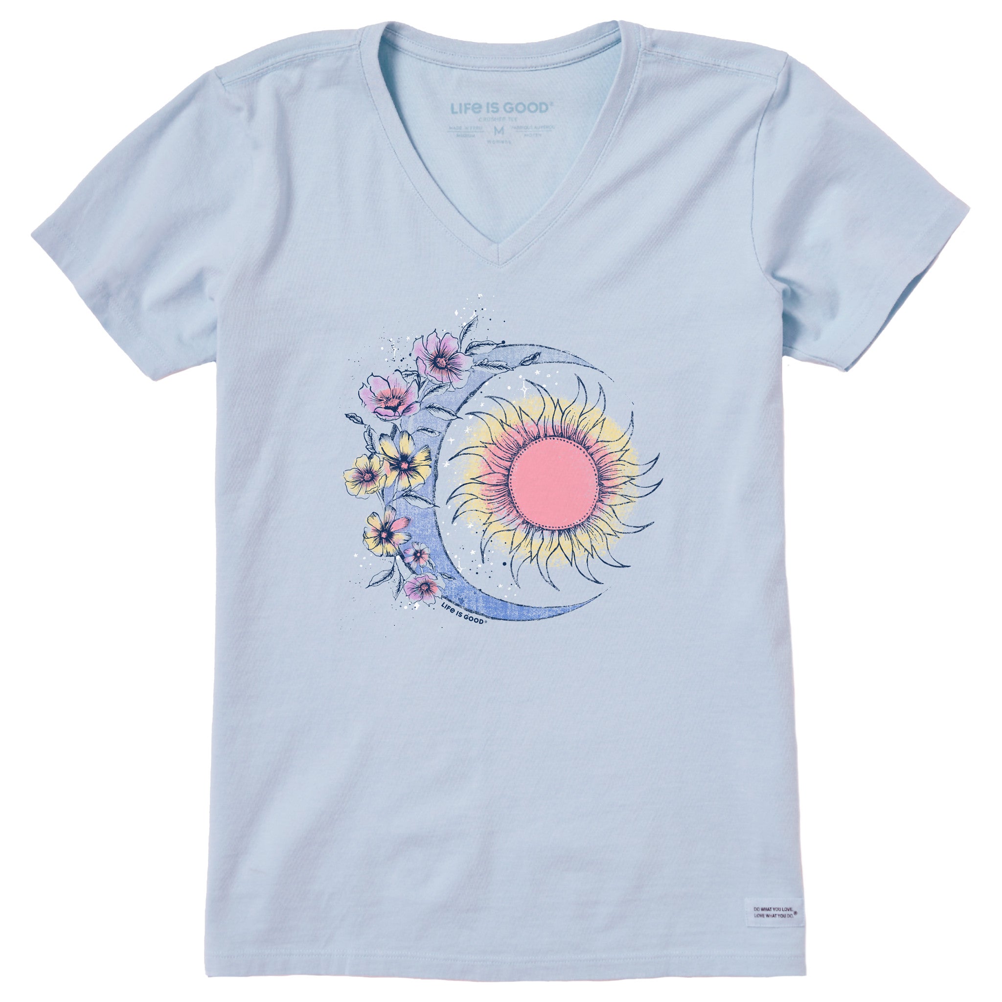 Women's Moon Flower Short Sleeve Vee