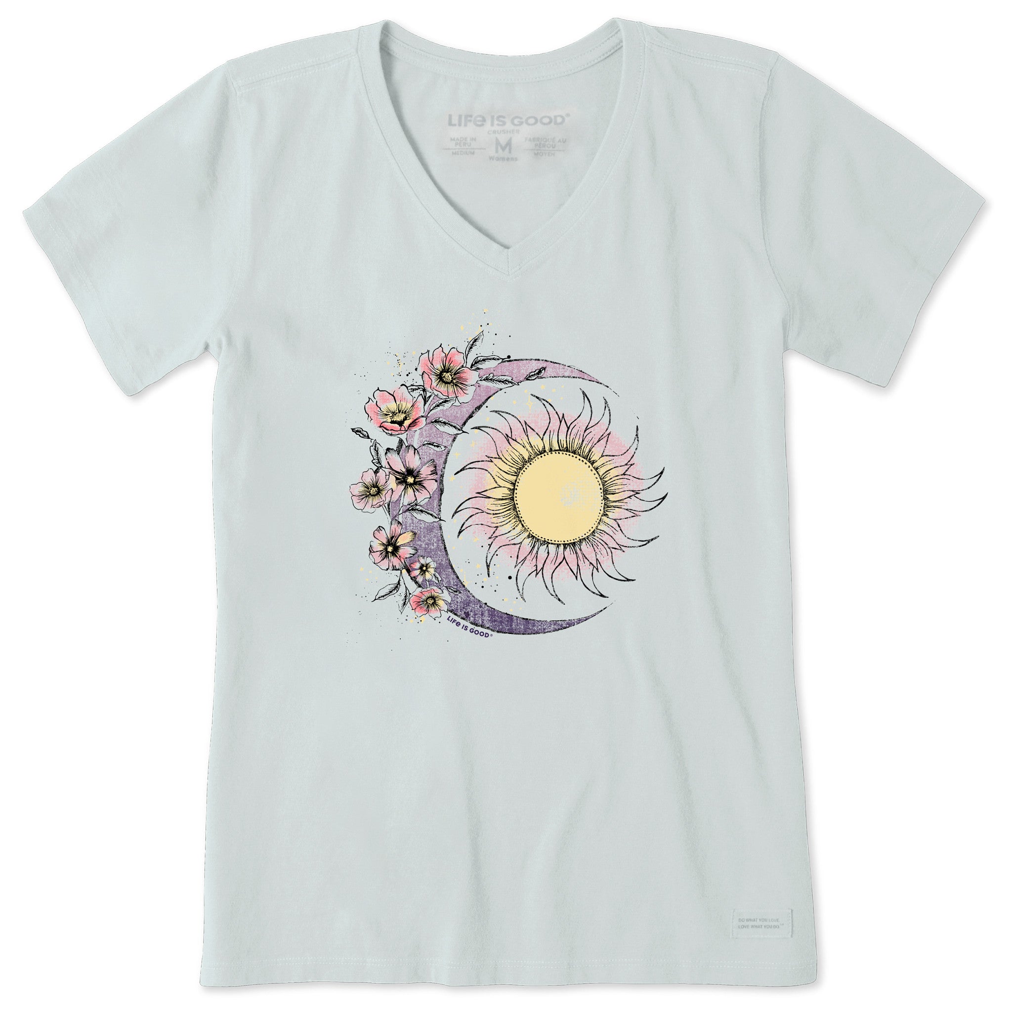 Women's Moon Flower Short Sleeve Vee