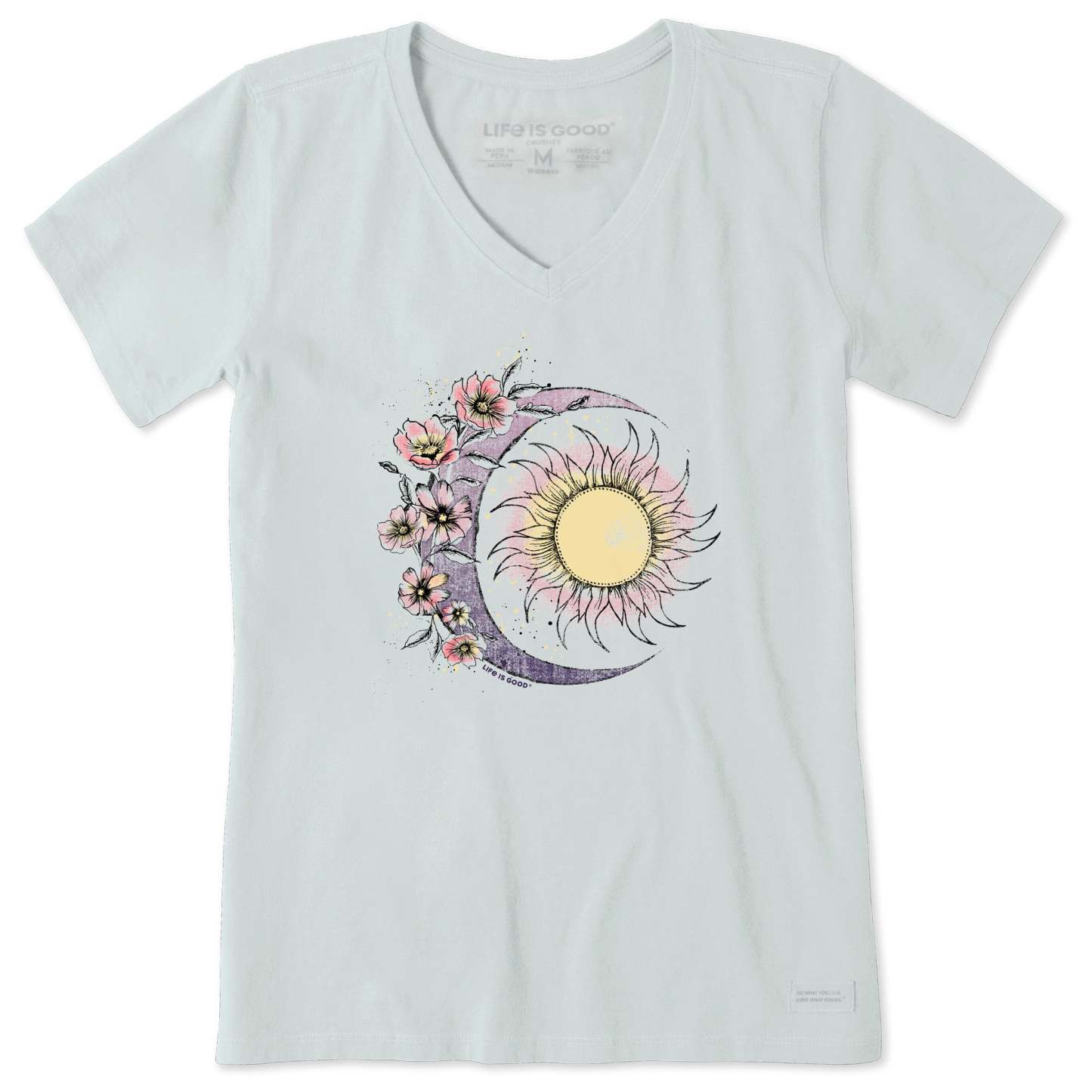 Women's Moon Flower Short Sleeve Vee
