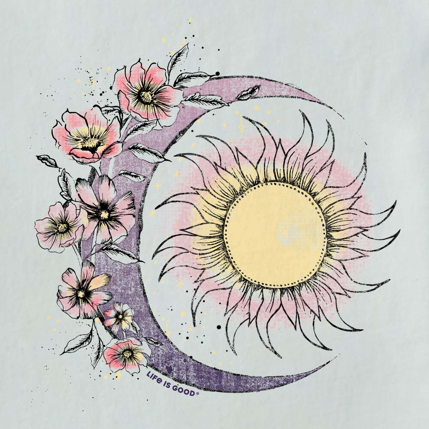 Women's Moon Flower Short Sleeve Vee
