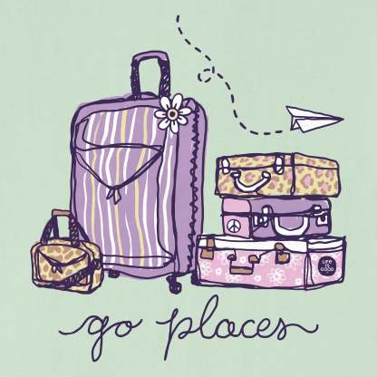 Women's Go Places Luggages Short Sleeve Crusher Tee