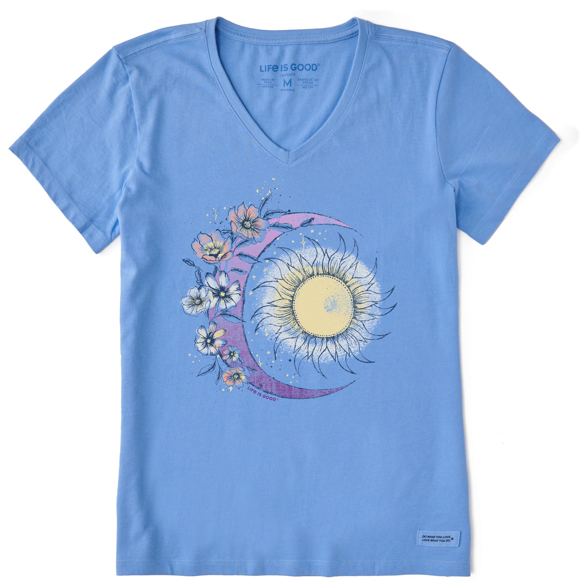 Women's Moon Flower Short Sleeve Vee