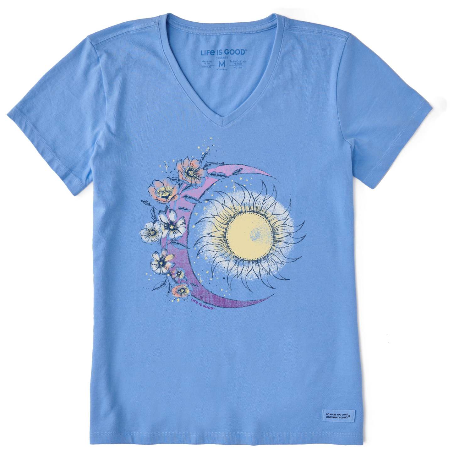 Women's Moon Flower Short Sleeve Vee
