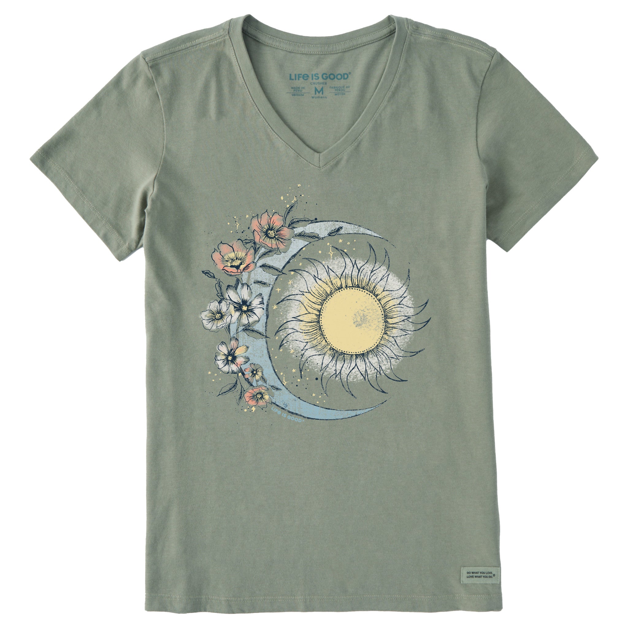 Women's Moon Flower Short Sleeve Vee