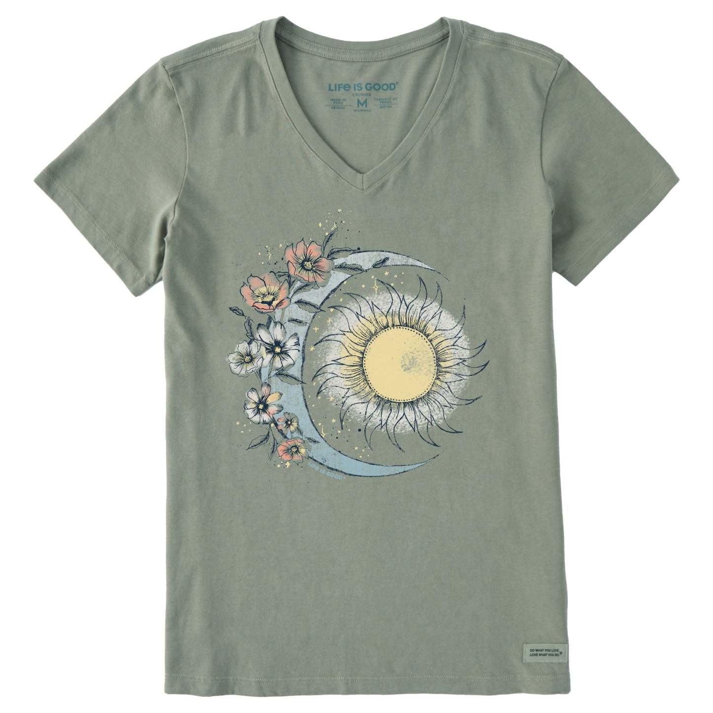 Women's Moon Flower Short Sleeve Vee