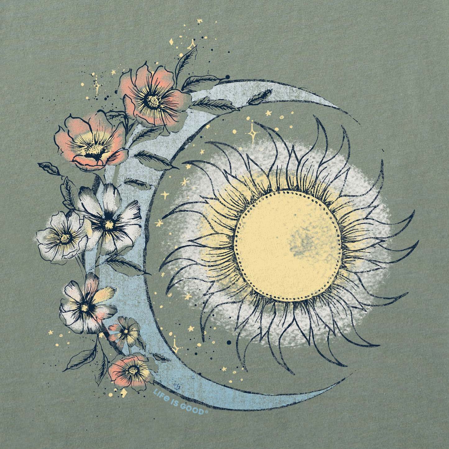 Women's Moon Flower Short Sleeve Vee