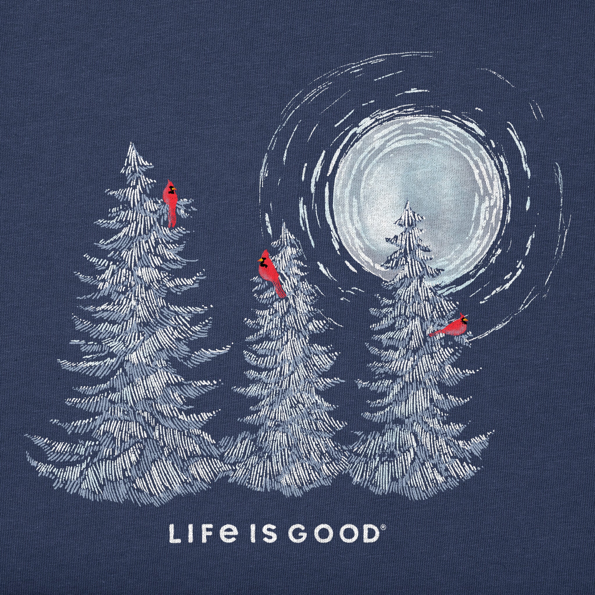 Women's Snowy Pines with Cardinals Long Sleeve Crusher Vee
