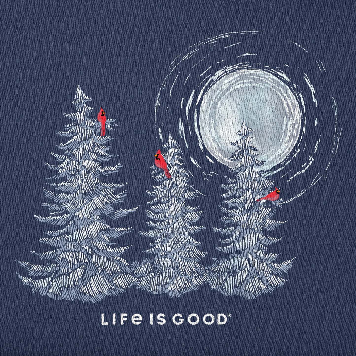 Women's Snowy Pines with Cardinals Long Sleeve Crusher Vee