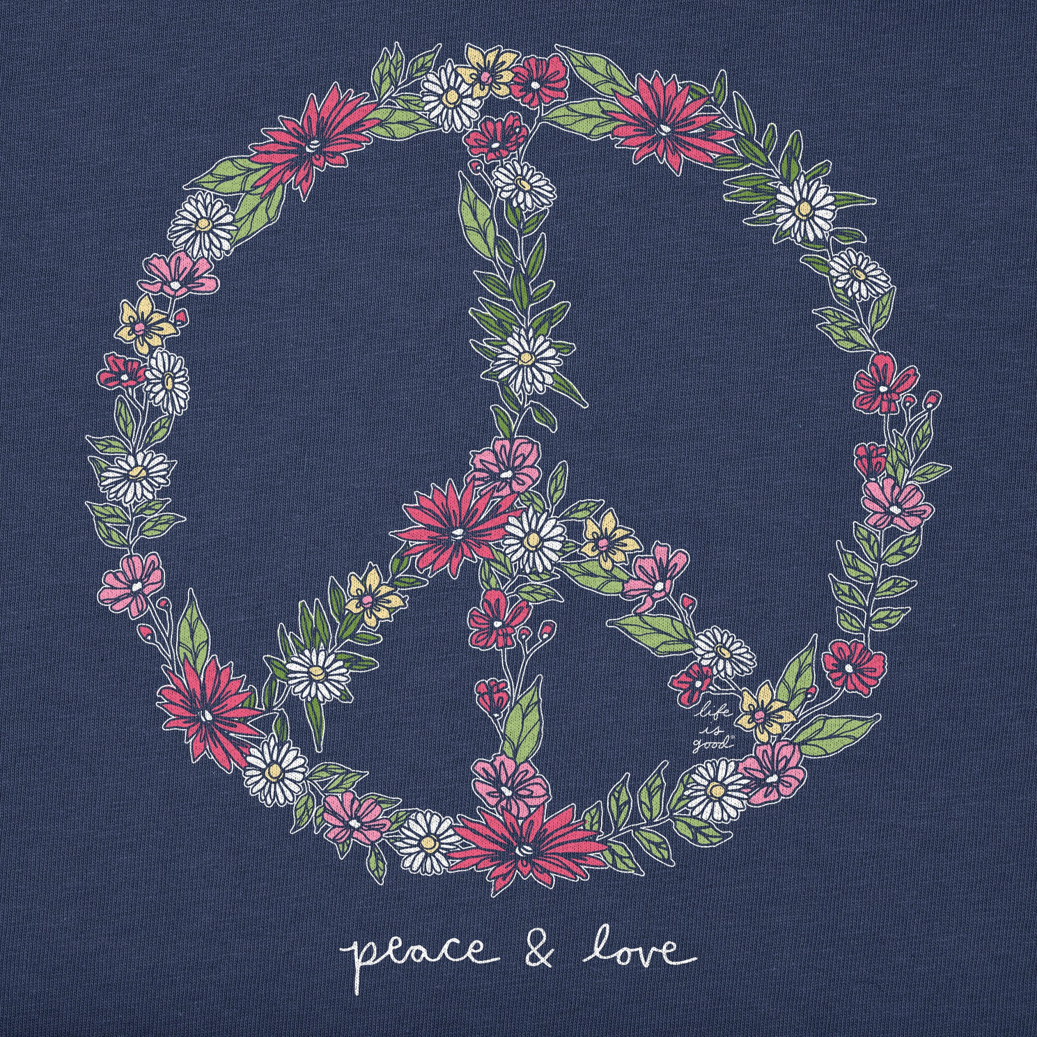 Women's Wildflower Love Peace Sign Short Sleeve Crusher Vee