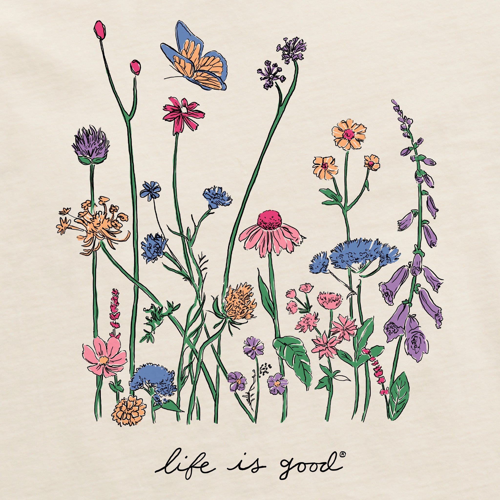Women's Realaxed Wildflowers Long Sleeve Crusher Tee