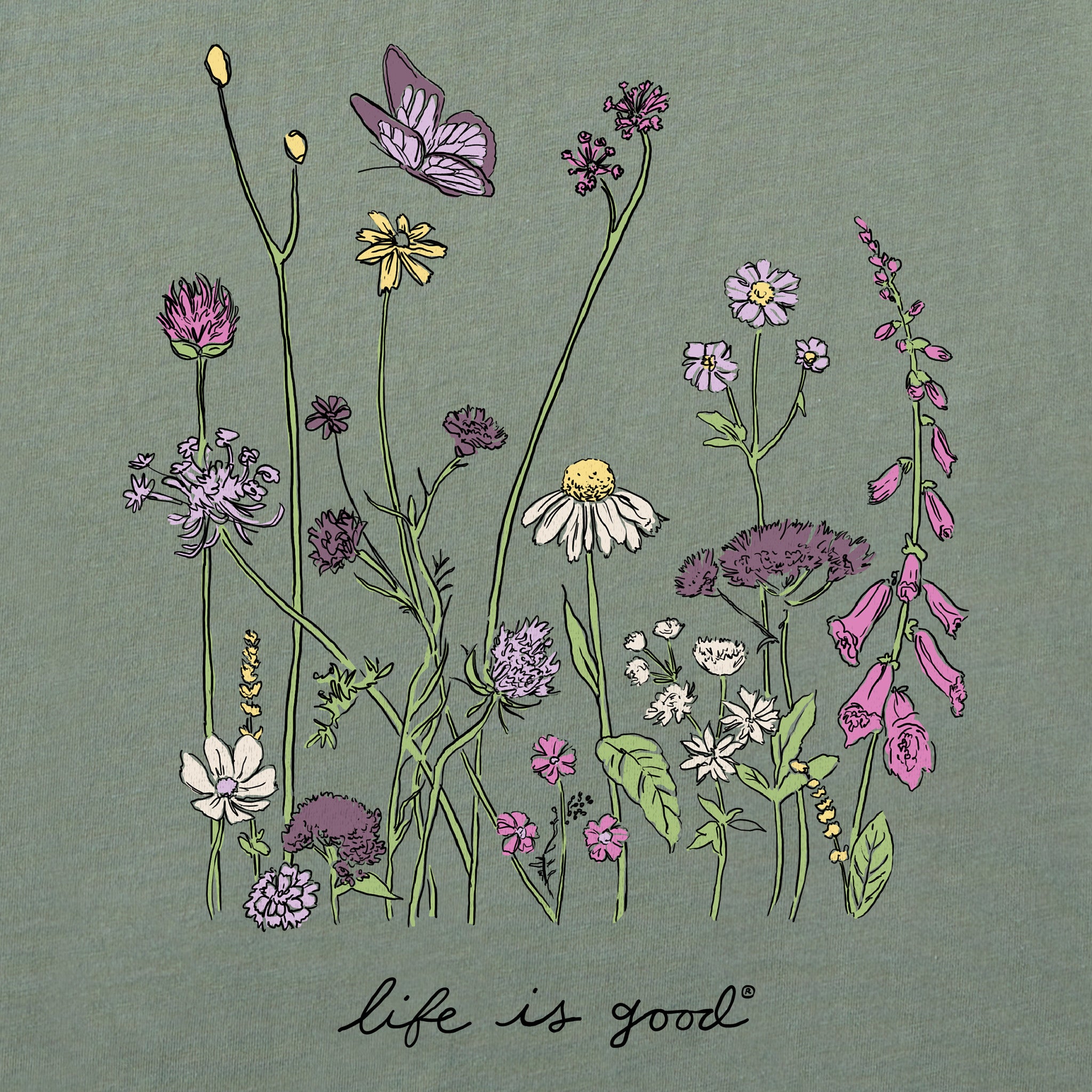 Women's Realaxed Wildflowers Long Sleeve Crusher Tee