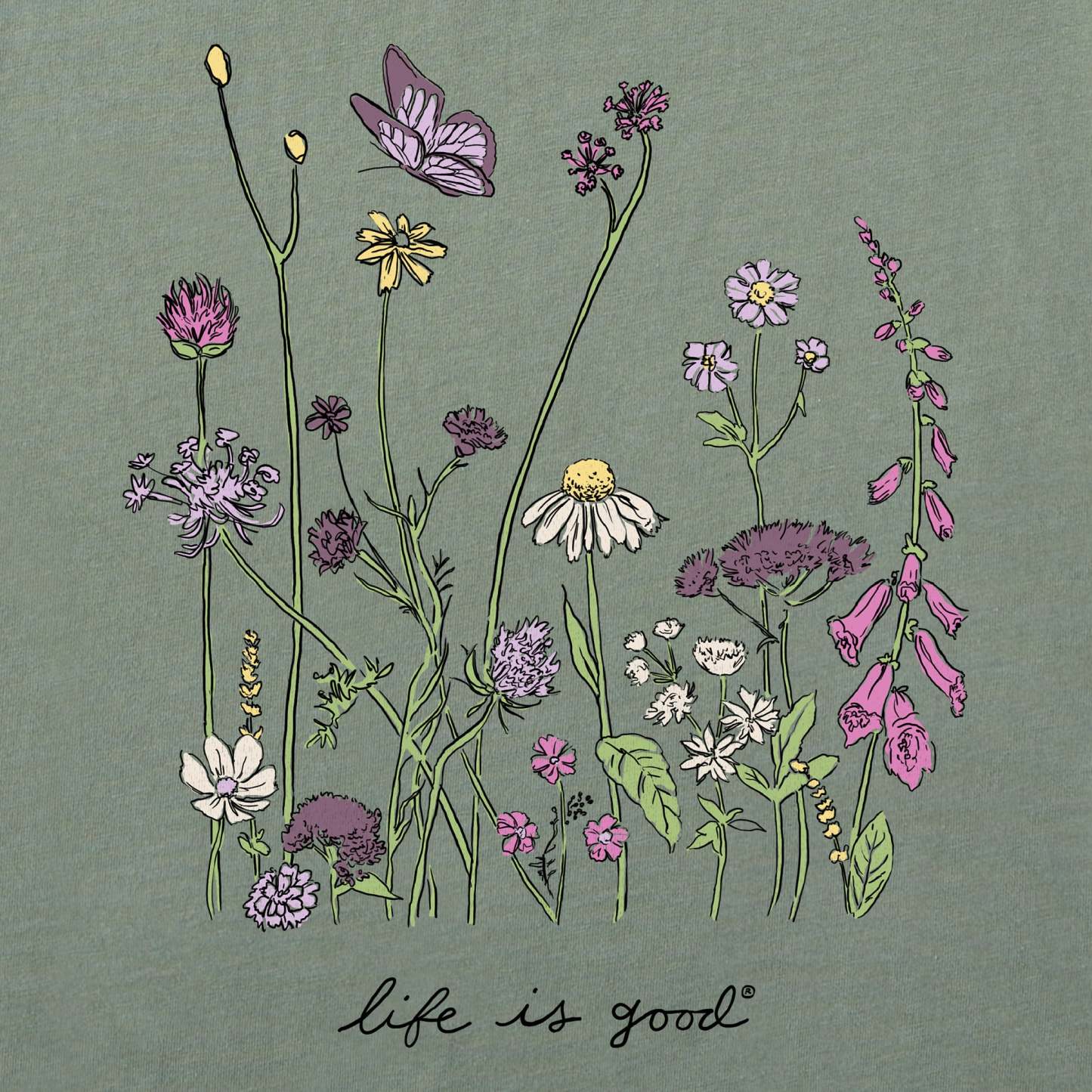 Women's Realaxed Wildflowers Long Sleeve Crusher Tee