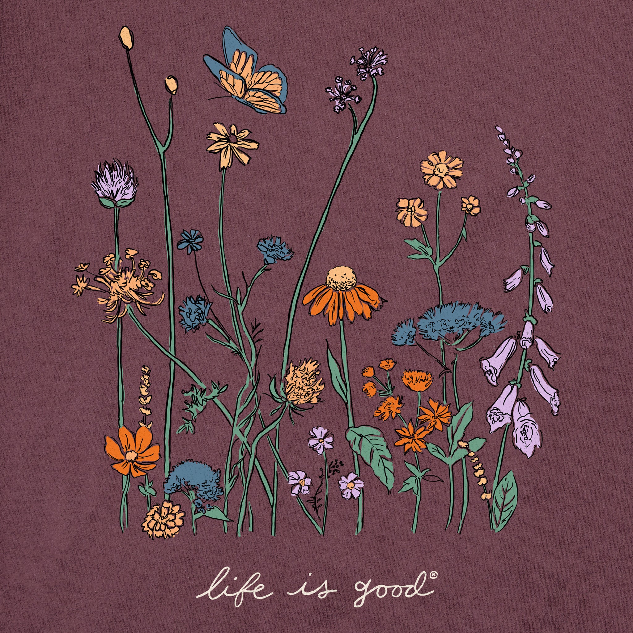 Women's Realaxed Wildflowers Long Sleeve Crusher Tee