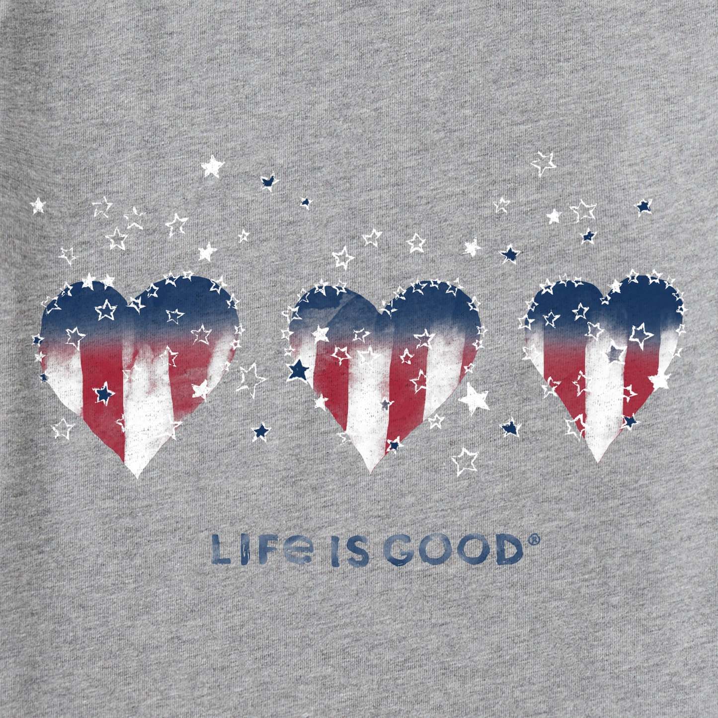 Women's Americana Hearts Stars and Stripes Short Sleeve Crusher Vee
