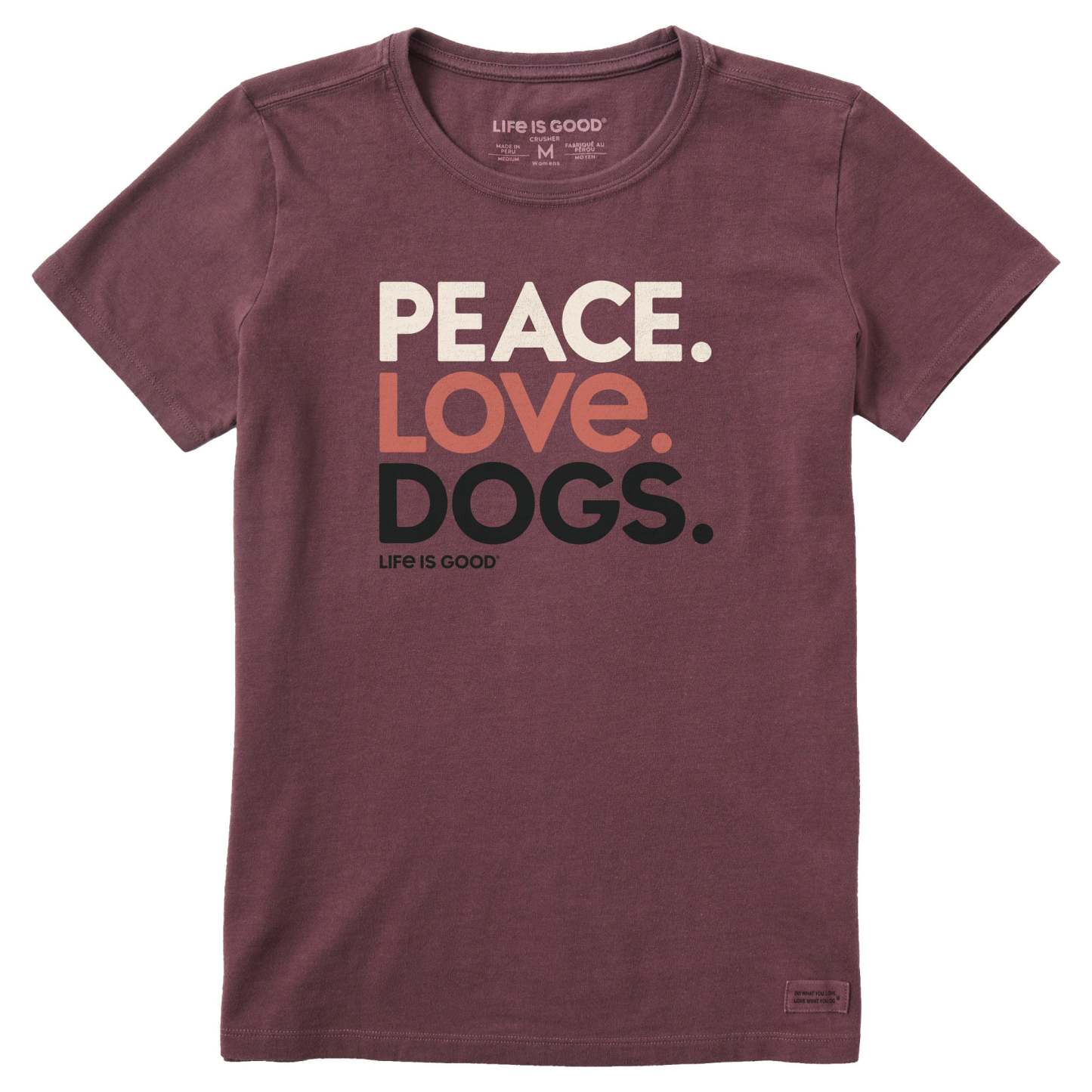 Women's Peace Love Dogs Short Sleeve Crusher Tee