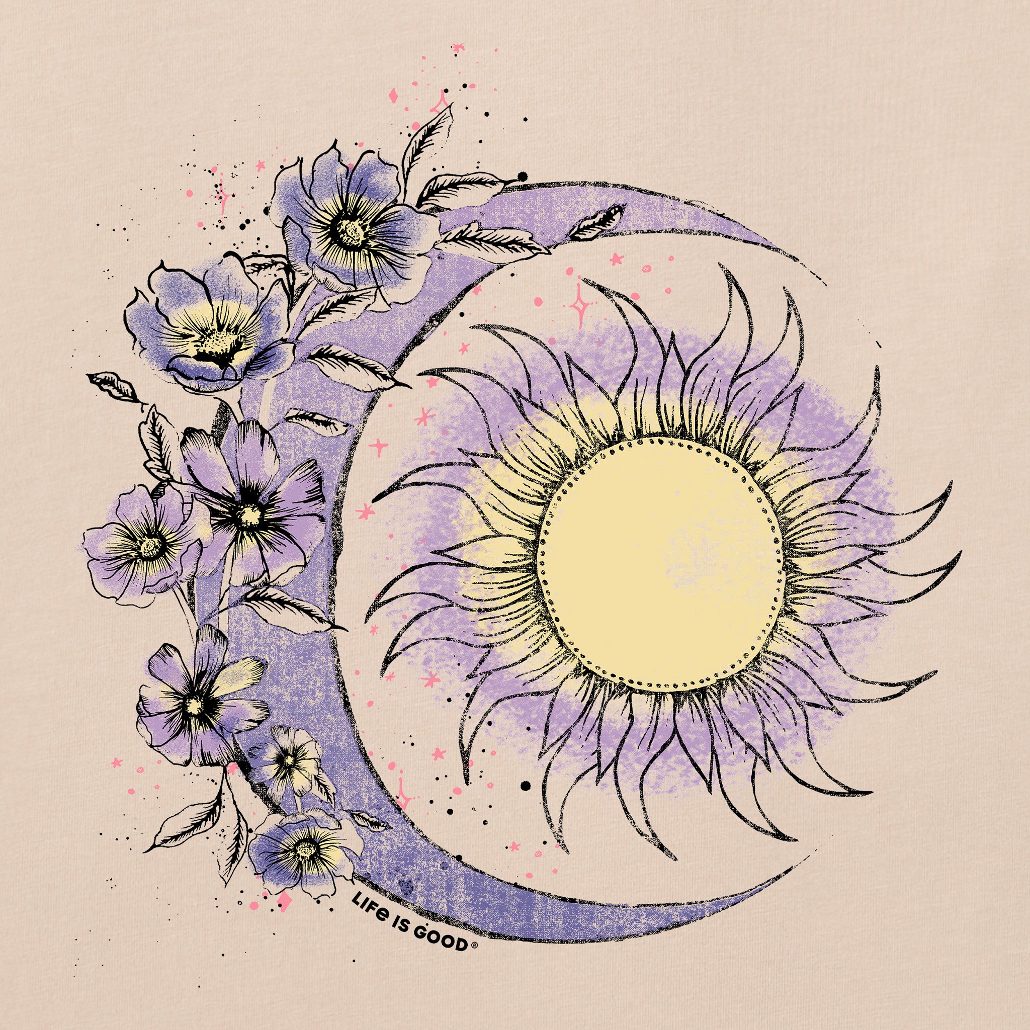 Women's Moon Flower Long Sleeve Crusher Tee
