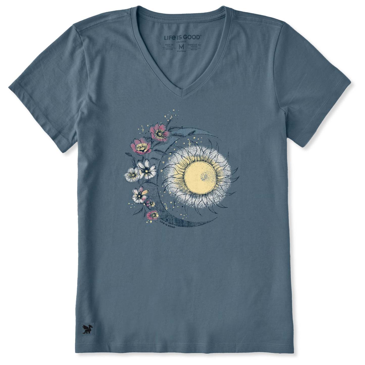 Women's Moon Flower Short Sleeve Vee