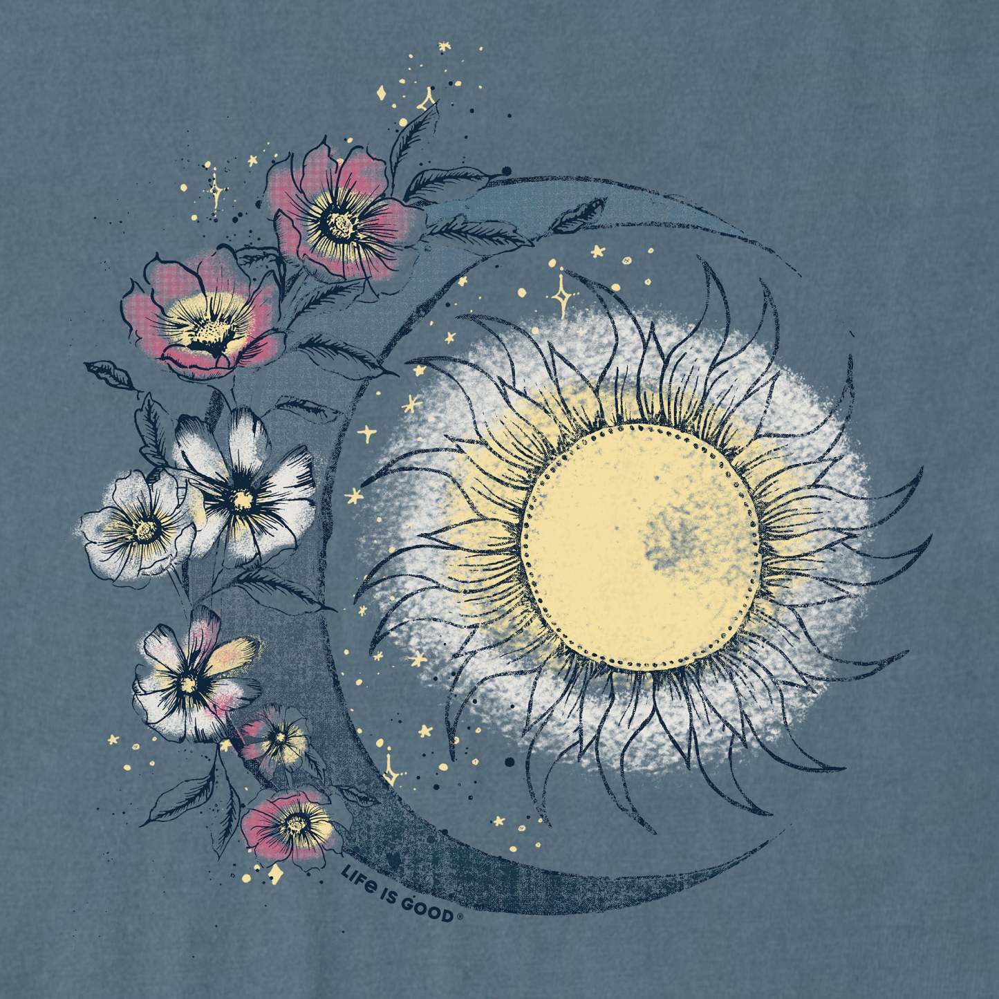 Women's Moon Flower Short Sleeve Vee
